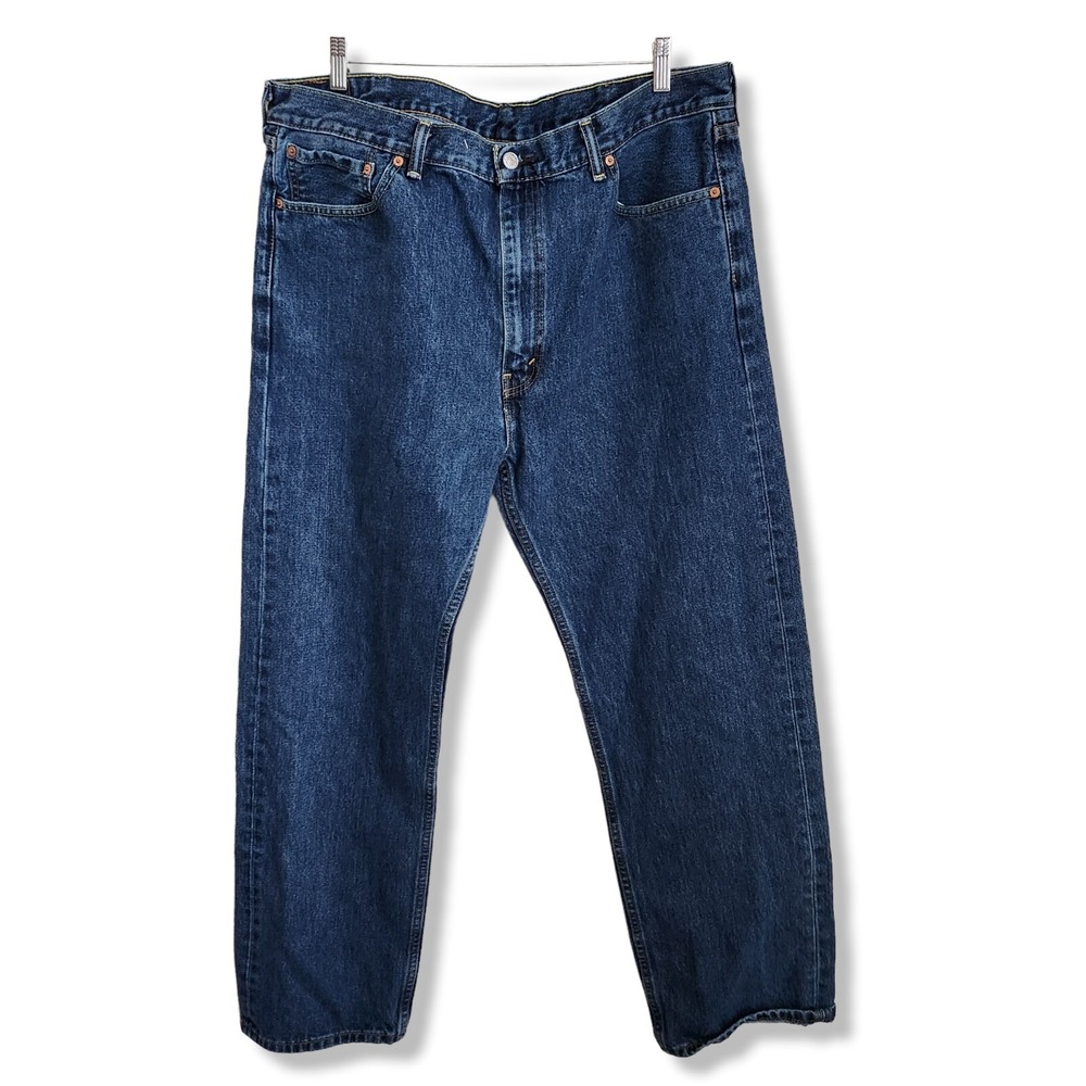 Levi's 505 Jeans Mens 42x32 (41x31) Dark Blue Denim Straight Leg Baggy Cotton